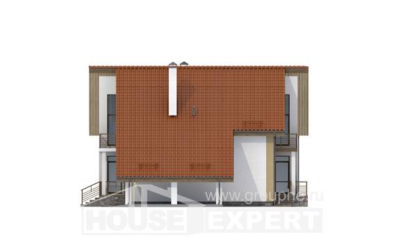 170-009-П Проект двухэтажного дома мансардой, гараж, скромный дом из теплоблока, Кокшетау