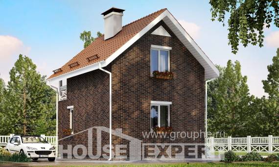045-001-Л Проект двухэтажного дома с мансардой, недорогой домик из твинблока, Уральск