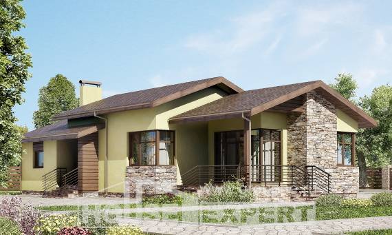 130-007-Л Проект одноэтажного дома, экономичный домик из блока Павлодар, House Expert