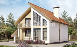 170-009-П Проект двухэтажного дома с мансардным этажом и гаражом, бюджетный загородный дом из керамзитобетонных блоков, Рудный