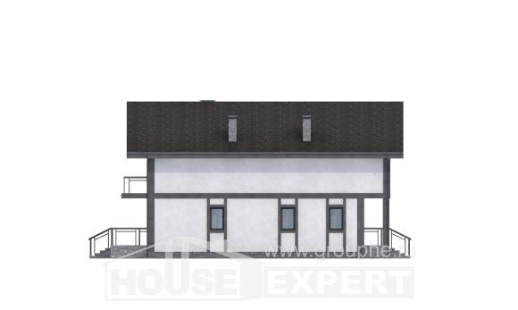 280-002-П Проект двухэтажного дома с мансардным этажом, бюджетный загородный дом из кирпича Кызылорда, House Expert