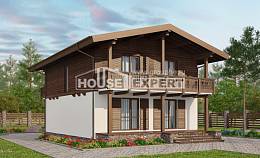 150-016-Л Проект двухэтажного дома с мансардным этажом, уютный коттедж из пеноблока Рудный, House Expert