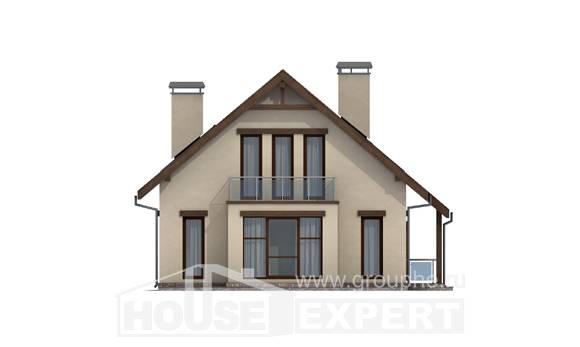 155-012-Л Проект двухэтажного дома мансардой, бюджетный дом из пеноблока, Костанай