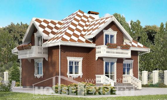 155-003-Л Проект двухэтажного дома с мансардой и гаражом, небольшой коттедж из блока, Шымкент