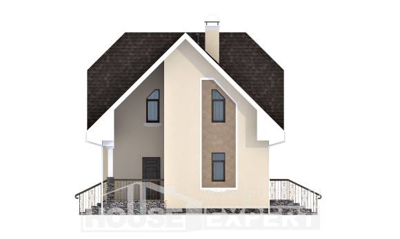 125-001-Л Проект двухэтажного дома с мансардой, недорогой загородный дом из теплоблока, Кокшетау