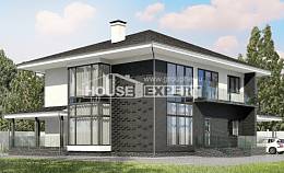 245-002-П Проект двухэтажного дома и гаражом, средний коттедж из поризованных блоков, Нур-Султан
