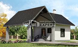 060-001-П Проект двухэтажного дома с мансардой, гараж, махонький дом из газобетона Рудный, House Expert