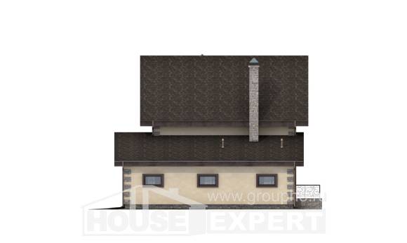 160-004-П Проект двухэтажного дома с мансардным этажом и гаражом, бюджетный загородный дом из теплоблока, Астана