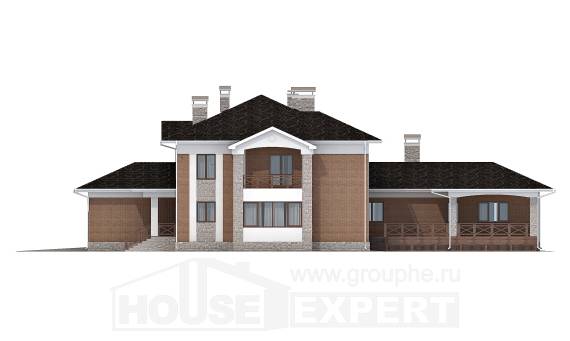 520-002-Л Проект трехэтажного дома и гаражом, большой загородный дом из арболита, House Expert