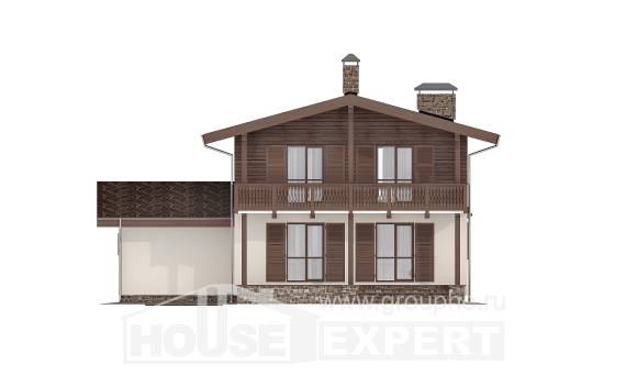 180-018-Л Проект двухэтажного дома мансардой и гаражом, простой загородный дом из теплоблока Атырау, House Expert