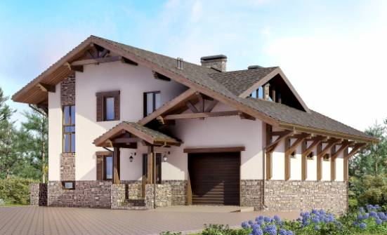 305-002-Л Проект трехэтажного дома с мансардным этажом и гаражом, красивый домик из кирпича, Атырау