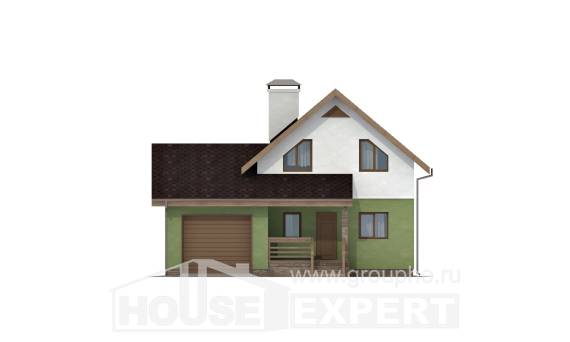 120-002-П Проект двухэтажного дома с мансардой, гараж, бюджетный домик из газосиликатных блоков, Атырау
