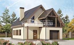 120-005-Л Проект двухэтажного дома мансардой, гараж, бюджетный домик из теплоблока Уральск, House Expert