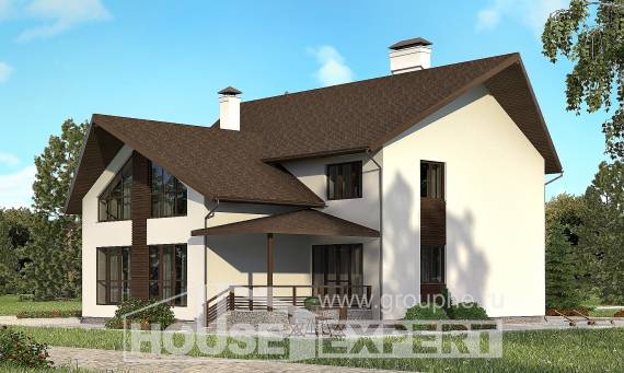 300-002-П Проект двухэтажного дома мансардный этаж, гараж, огромный загородный дом из газосиликатных блоков, House Expert