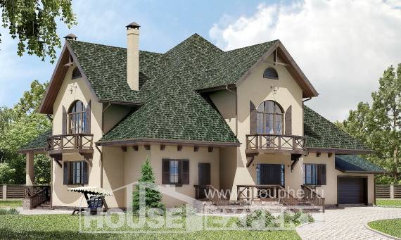 350-001-П Проект двухэтажного дома с мансардой и гаражом, просторный дом из арболита, Усть-Каменогорск