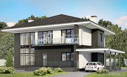 245-002-П Проект двухэтажного дома, гараж, уютный дом из твинблока, House Expert