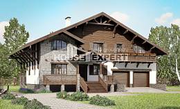440-001-П Проект трехэтажного дома мансардой, гараж, просторный домик из кирпича Уральск, House Expert