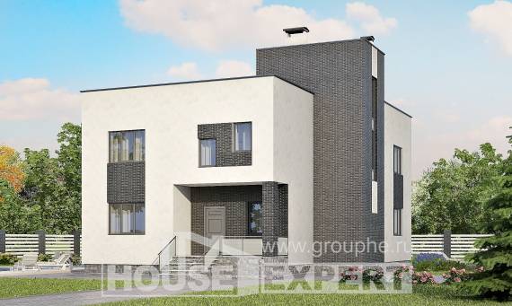225-001-П Проект двухэтажного дома, современный домик из поризованных блоков Караганда, House Expert