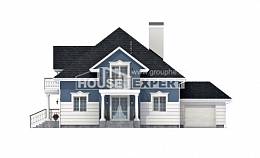 180-002-П Проект двухэтажного дома с мансардным этажом, гараж, простой домик из кирпича, House Expert
