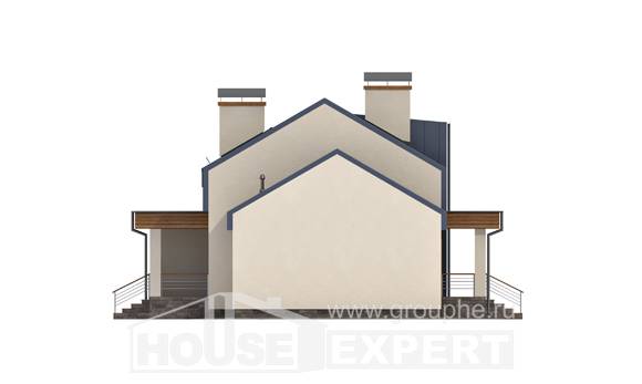 150-015-П Проект двухэтажного дома мансардный этаж и гаражом, скромный домик из газосиликатных блоков, House Expert