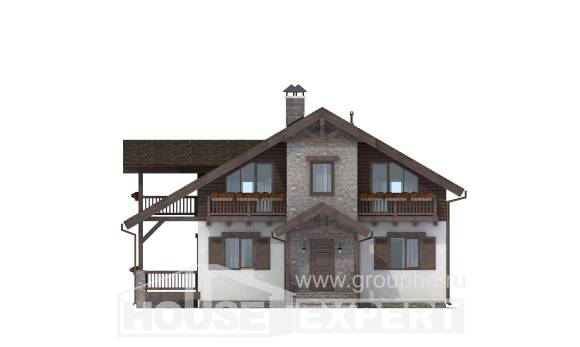150-004-Л Проект двухэтажного дома с мансардой, скромный загородный дом из пеноблока Алма-Ата, House Expert