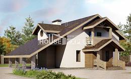 155-010-Л Проект двухэтажного дома с мансардой, гараж, современный загородный дом из пеноблока, Рудный