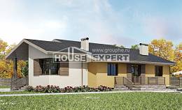 135-002-Л Проект одноэтажного дома и гаражом, красивый загородный дом из твинблока Кокшетау, House Expert