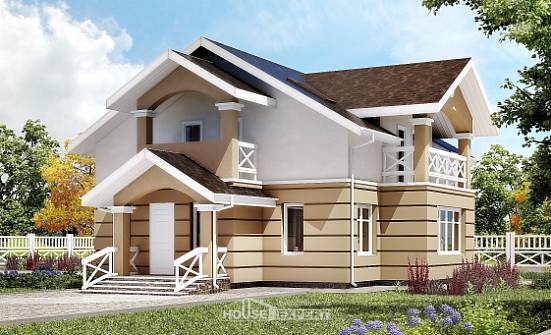155-009-П Проект двухэтажного дома с мансардным этажом, простой коттедж из блока, Кызылорда