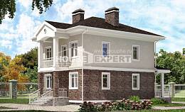 120-001-Л Проект трехэтажного дома, красивый домик из блока Туркестан, House Expert