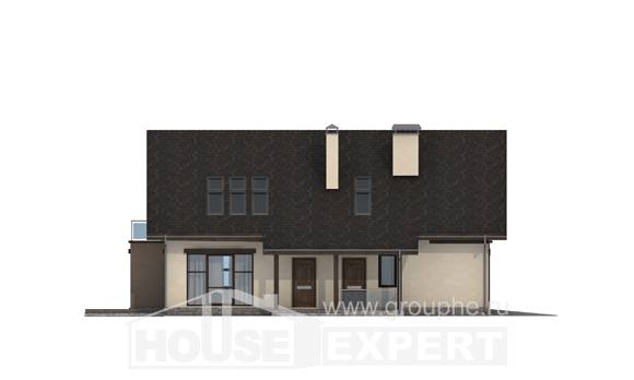 185-005-Л Проект двухэтажного дома мансардой и гаражом, современный загородный дом из теплоблока, Шымкент