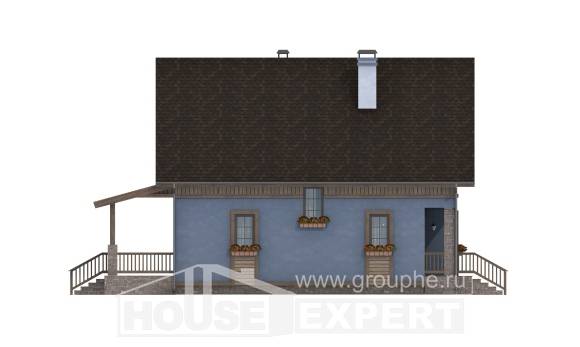 130-003-Л Проект двухэтажного дома с мансардой, скромный дом из блока, Семей