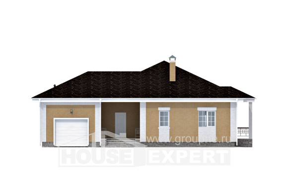 130-002-Л Проект одноэтажного дома и гаражом, простой дом из арболита, Экибастуз