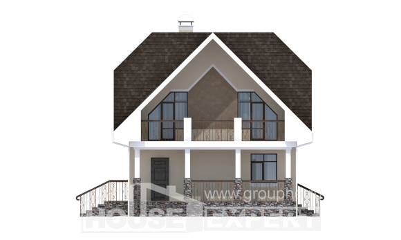 125-001-Л Проект двухэтажного дома мансардный этаж, современный коттедж из керамзитобетонных блоков Актау, House Expert