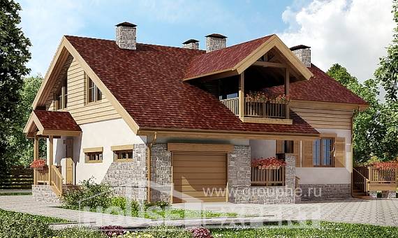 165-002-П Проект двухэтажного дома и гаражом, простой дом из теплоблока, Костанай