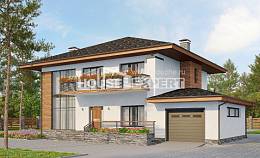 305-001-П Проект двухэтажного дома, гараж, классический загородный дом из твинблока Талдыкорган, House Expert