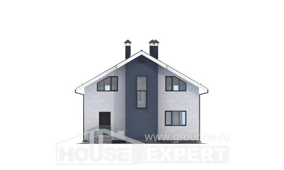 150-005-П Проект двухэтажного дома с мансардным этажом, скромный загородный дом из пеноблока, Актау