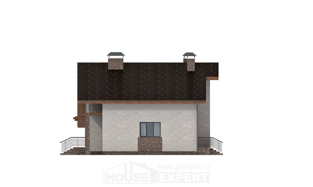 180-008-Л Проект двухэтажного дома с мансардным этажом и гаражом, классический дом из керамзитобетонных блоков, Жанаозен