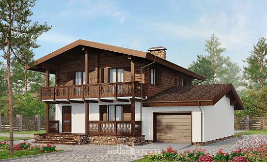 200-011-П Проект двухэтажного дома с мансардой, простой коттедж из пеноблока Туркестан | Проекты домов от House Expert
