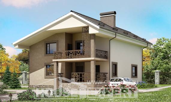 210-003-П Проект двухэтажного дома с мансардой, классический домик из керамзитобетонных блоков, Нур-Султан