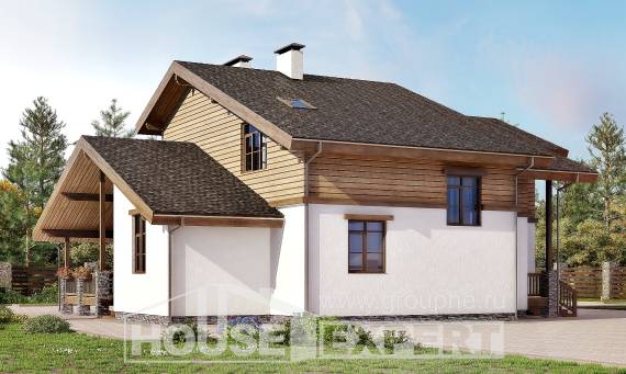 210-006-П Проект двухэтажного дома с мансардой, красивый коттедж из кирпича, Рудный