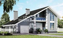190-006-Л Проект двухэтажного дома с мансардой и гаражом, просторный загородный дом из керамзитобетонных блоков, Костанай