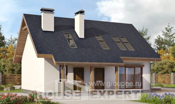 155-012-П Проект двухэтажного дома с мансардой, уютный загородный дом из твинблока Темиртау, House Expert