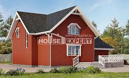 180-013-Л Проект двухэтажного дома с мансардой, гараж, недорогой загородный дом из пеноблока, House Expert