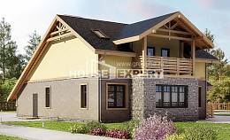 180-011-П Проект двухэтажного дома с мансардой, гараж, классический загородный дом из газобетона, Павлодар