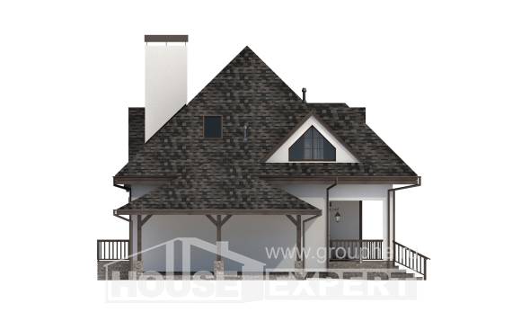 110-002-Л Проект двухэтажного дома с мансардой и гаражом, скромный коттедж из бризолита, Туркестан
