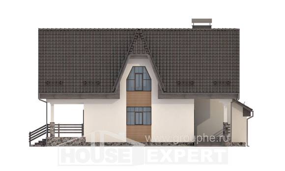 150-001-Л Проект двухэтажного дома мансардный этаж, гараж, скромный домик из поризованных блоков, Уральск
