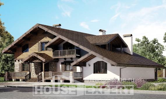 320-002-П Проект двухэтажного дома с мансардным этажом, красивый домик из кирпича Караганда, House Expert