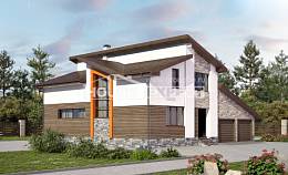 240-004-П Проект двухэтажного дома с мансардой, гараж, просторный коттедж из пеноблока Шымкент, House Expert