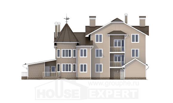 555-001-Л Проект трехэтажного дома мансардой и гаражом, уютный коттедж из пеноблока, House Expert