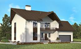 300-002-П Проект двухэтажного дома мансардой и гаражом, огромный коттедж из теплоблока Талдыкорган, House Expert